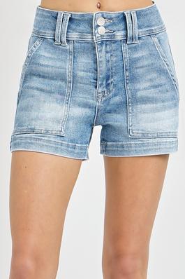 HIGH RISE PATCHED FRONT POCKET SHORTS