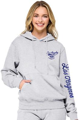 FLEECE RELAX FIT PULLOVER HOODIE WITH LOS ANGELES EMBROIDERY