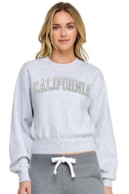 BASIC FLEECE SWEATSHIRT WITH CALIFORNIA PATCH AND EMBROIDERY
