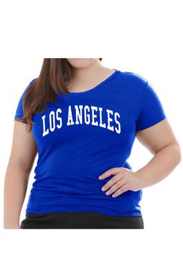 PLUS SIZE S-SLEEVES TEE WITH LOS ANGELES PRINT