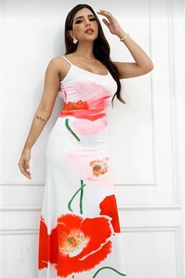 Halter Backless Floral Print Dress