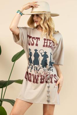 Just Here for the Cowboys Graphic T-shirt Dress