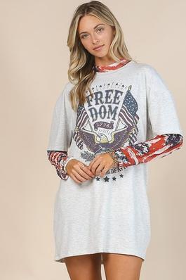 Freedom Graphic Short Sleeve T-shirt Dress