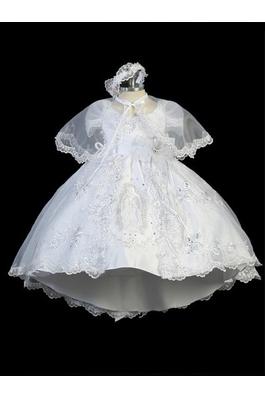 Baptism High Low Dress with Lace Applique 