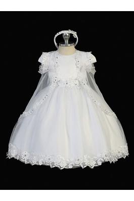 Baptism Dress with a Organza Skirt with Lace 