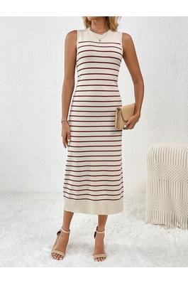 Striped sleeveless midi dress