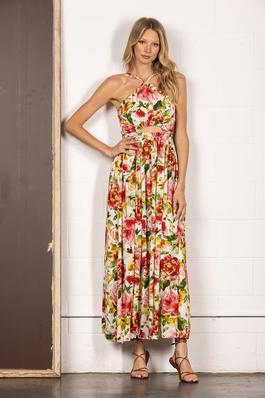 floral maxi dress with cut out detail