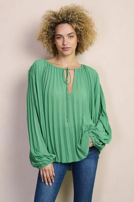 accordion pleated woven blouse