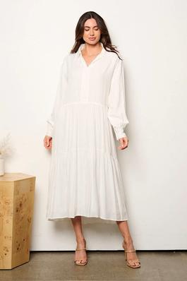 solid tiered maxi dress iwith collar