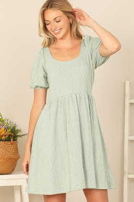textured solid knit dress with tie back