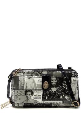Magazine Cover Collage Crossbody Wallet CP Purse