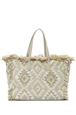 Boho Chic Crochet Fringe Shopper Tote Bag