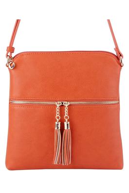 Fashion Puzzle Tassel Zip Pocket Crossbody Bag