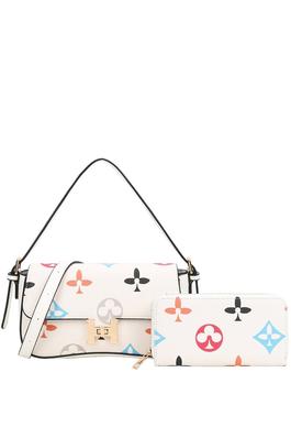 2in1 Print Fashion Satchel With Wallet Set