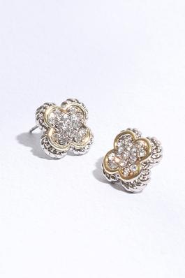 15MM Clover Pave Post Earrings