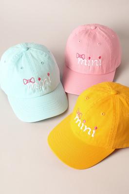 Mini Text with Bow Kids Embroidered Baseball Cap