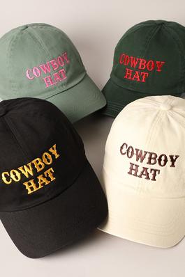 Cowboy Hat Text Embroidered Baseball Cap