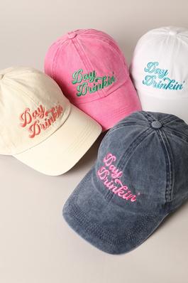 Day Drinkin' Text Embroidered Baseball Cap