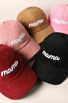 Mama 3 Dimensional Letter Embroidery Corduroy Cap