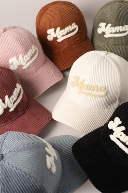 MAMA 3D Embroidered Fuzzy Patch Corduroy Cap