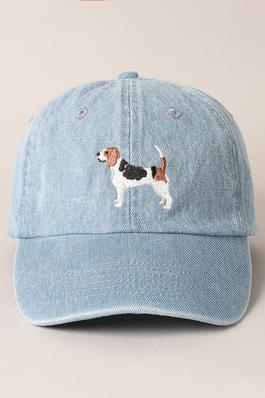 Beagle Dog Embroidered Denim Baseball Cap