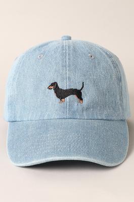 Dachshund Dog Embroidered Denim Baseball Cap