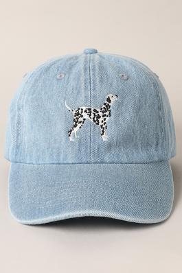 Dalmatian Dog Embroidered Denim Baseball Cap