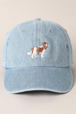 Cavalier King Dog Embroidered Denim Baseball Cap