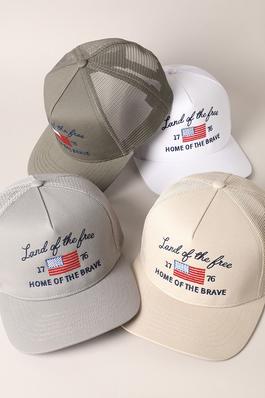 Land Of The Free Embroidery MeshBack Trucker Hat 