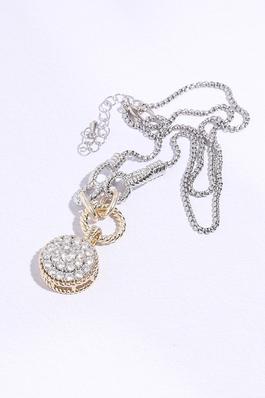 Round Pave Pendant RH Chain Necklace