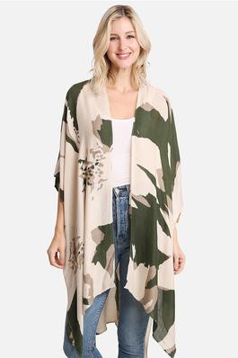 Women's Floral Camouflage Print Cover Up Kimono