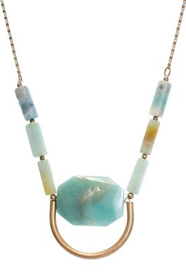 Natural Stone With Metal Necklace