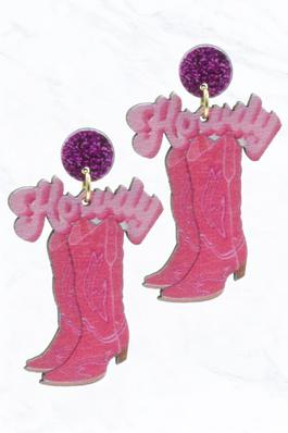 Howdy Pink Boot Earrings