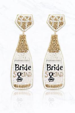Bride Fabric Champagne Post Drop Earrings