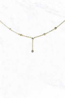 Dainty Metal and Diamond Necklace 