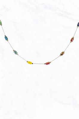 Pipe Glass Bead Chain Necklace