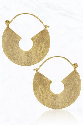 Abstract Circle Hoop Free Curved Satin Earrings