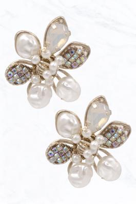 Pearls Floral Earrings 