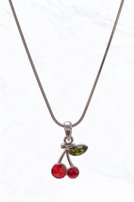 Cherry Shape Metal With Rhinestones Necklace