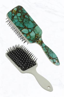 Turquoise a Marbled Design Hairbrush