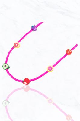 Rubber Disc with Fruits Necklace