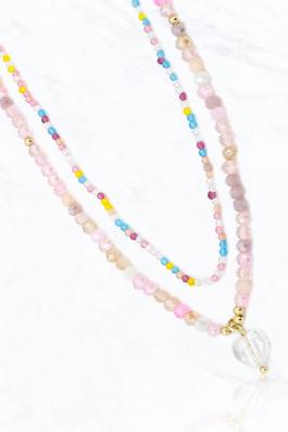 Multi Size Transparent Beaded Layered Necklace