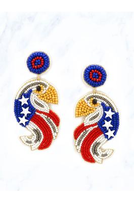 Beaded Patriotic Eagle Earrings