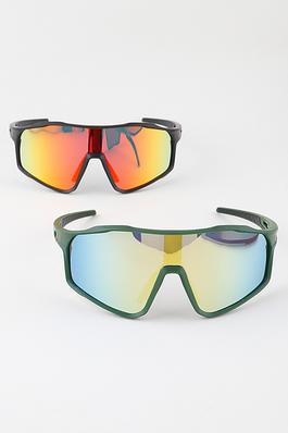 Oversized Mirrored Curve Shield Sunglasses