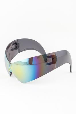 Modern Bright Rimless Curved Sunglasses