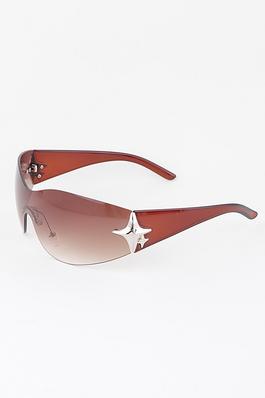 Shiny Star Rimless Gradient Shield Sunglasses