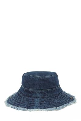 Distressed Denim Button Bucket Hat