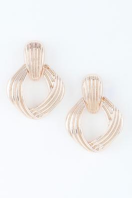 Multi Layered Stripe Loop Drop Earrings