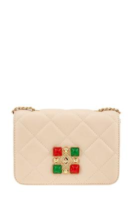 Diamond Quilted Rectangle Shape Crystal Accent Bag