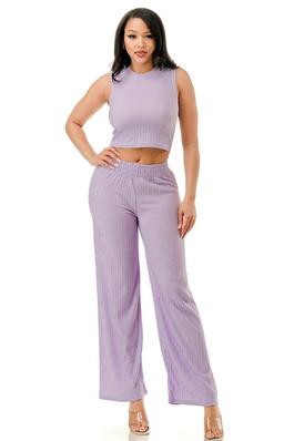 CRINKLE WIDE PANTS SET TWO PIECE